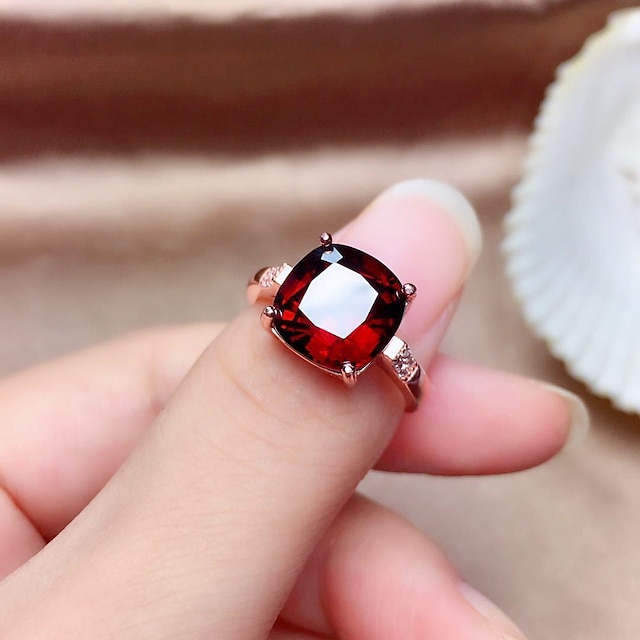 Shoes & Bags Fashion Accessories | LUCKY DOLL New Imitation Natural Mozambique Garnet Ring Pigeon Blood Red Fire Color Seiko Ope