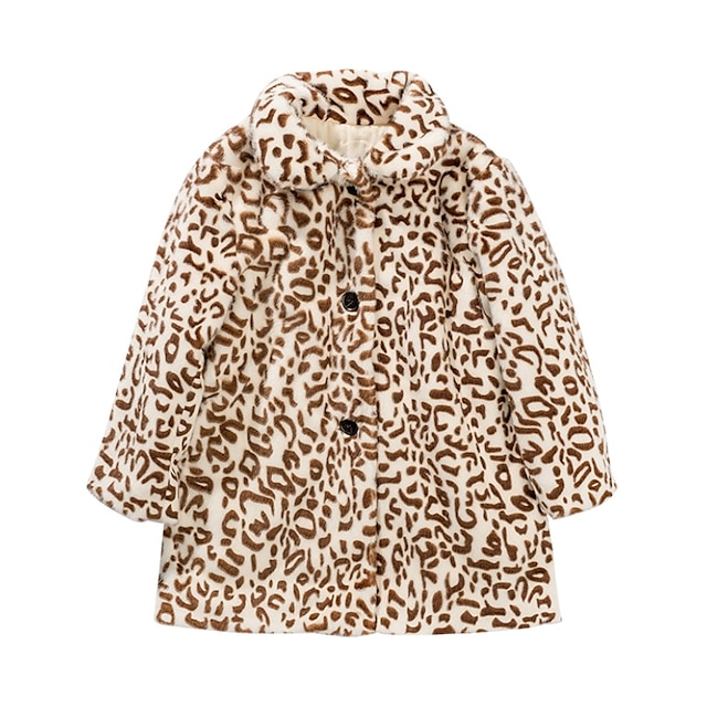 Baby & Kids Girls Clothing | Kids Girls Coat Long Sleeve Khaki Leopard Fall Winter Adorable Daily 3-10 Years - SS01104