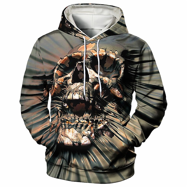 Mens Clothing Mens Hoodies & Sweatshirts | Mens Unisex Pullover Hoodie Sweatshirt Graphic Prints Skull Print Daily Sports 3D Pri