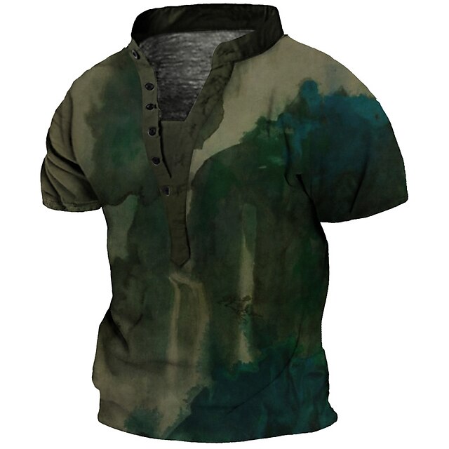 Mens Clothing Mens Tees & Tank Tops | Mens Henley Shirt Tee T shirt Tee 3D Print Graphic Patterned Abstract Plus Size Stand Coll