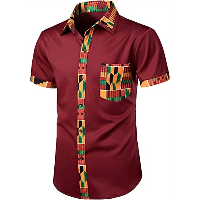 Mens Clothing Mens Shirts | Mens Shirt Graphic Patterned Turndown Party Daily Button-Down Short Sleeve Tops Casual Fashion Comfo