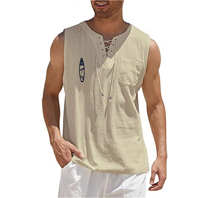 Mens Clothing Mens Shirts | Mens Shirt Hot Stamping Cartoon Graphic V Neck Street Casual Lace up Print Sleeveless Tops Designer 