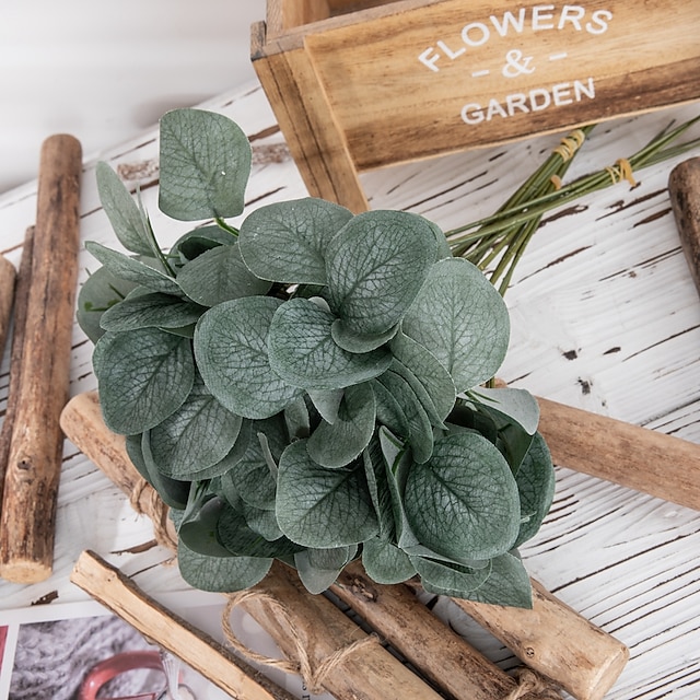  6 قطع نباتات الأوكالبتوس الاصطناعية لتزيين المنزل بأوراق اصطناعية لحفلات الزفاف ونباتات زينة