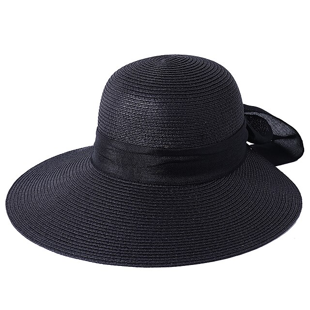 Shoes & Bags Fashion Accessories | Summer Vintage with Ribbon Straw Hat Women Girls Solid Color Beach HolidayBig Brim Sun Visor 