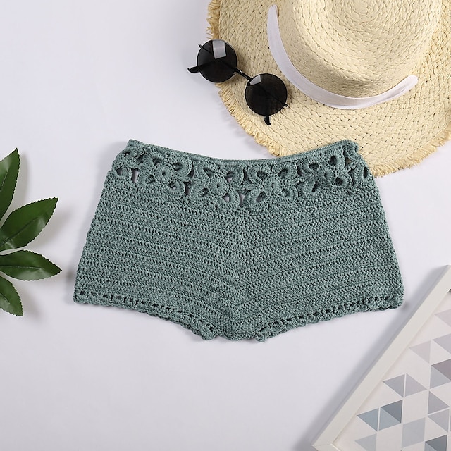 Womens Clothing Womens Bottoms | Womens Fashion Crochet Shorts Cheeky Shorts Cut Out Crochet Short Pants Holiday Beach Micro-ela