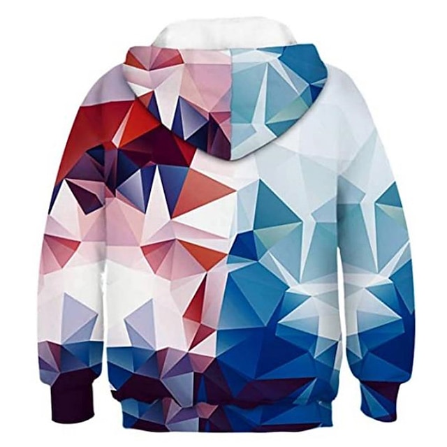 Baby & Kids Boys Clothing | Kids Boys Hoodie Long Sleeve 3D Print Geometric Pocket Blue Children Tops Fall Spring Active Fashion