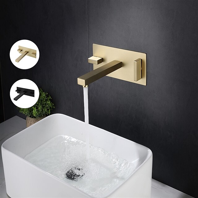  Bathroom Sink Faucet - Classic / Wall Mount Electroplated / Painted Finishes Mount Inside Two Handles One HoleBath Taps