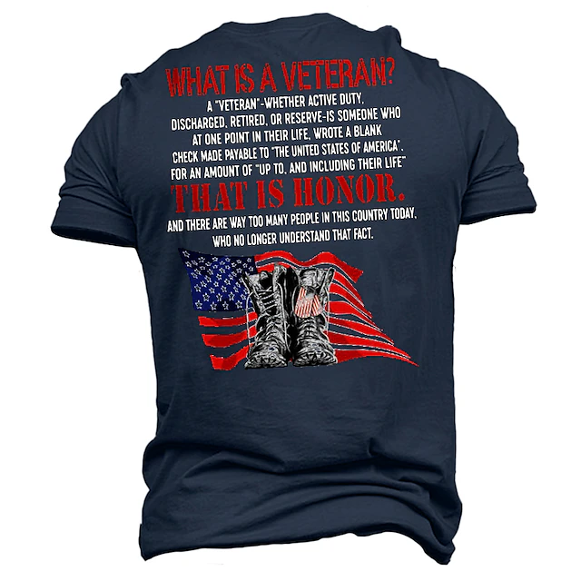 Veterans Day Men's Patriot Patriotic Veteran Letter T shirt Graphic Tee Funny T Shirts Short Sleeve T shirt 3D Print Crew Neck Shirt Vintage Sports Designer Outdoor Street Daily Black Blue Green 6