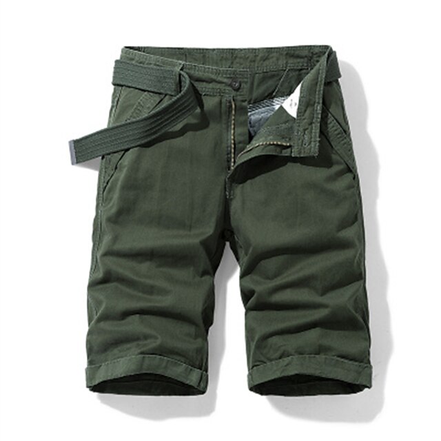 Mens Clothing Mens Bottoms | Mens Casual Shorts Pants Inelastic Solid Color Mid Waist ArmyGreen Black Gray Khaki Dark Blue 30 32