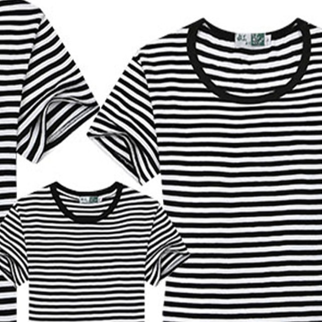 Baby & Kids Matching Outfits | Family Look T shirt Family Sets Striped Street Black Short Sleeve Active Matching Outfits - JM312