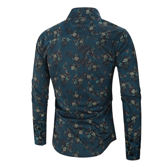 Mens Clothing Mens Shirts | Mens Shirt Floral Geometric Classic Collar Party Casual Print Long Sleeve Tops Ethnic Style Casual W