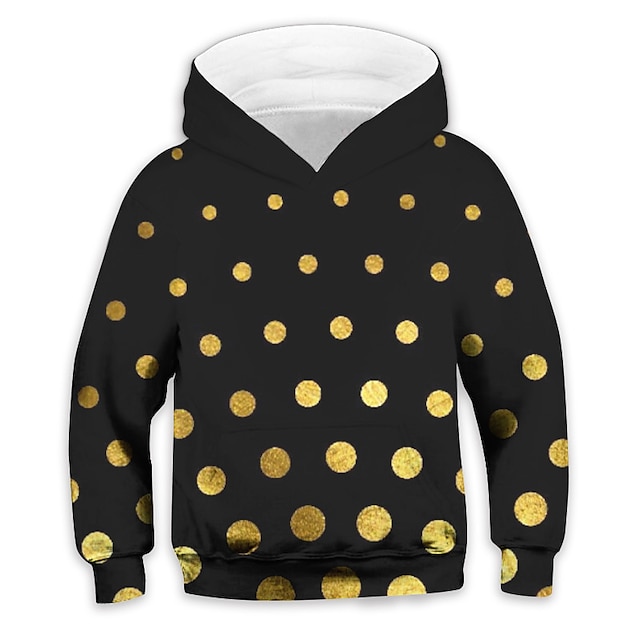 Baby & Kids Boys Clothing | Kids Boys Hoodie Long Sleeve 3D Print Polka Dot Pocket Black Children Tops Fall Spring Active Fashio