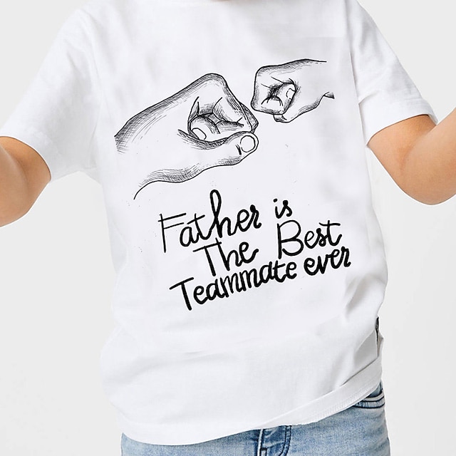 Baby & Kids Boys Clothing | Kids Boys T shirt Short Sleeve 3D Print Letter Crewneck White Children Tops Spring Summer Active Fas