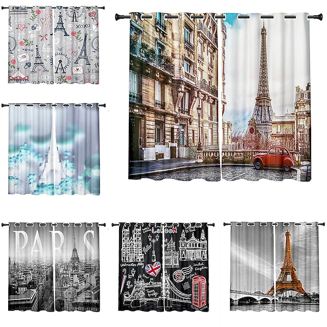 Home & Garden Home Textiles | 2 Panels Set Blackout Curtains Paris City View Printed Design Thermal Insulated Curtains for Bedro