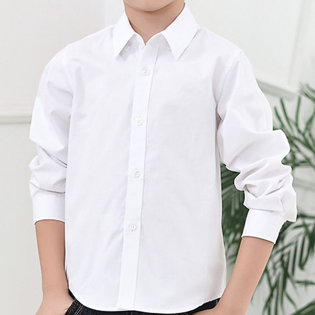  男の子 3D 純色 シャツ 長袖 夏 春 活発的 ベーシック コットン 子供 3〜13歳 アウトドア 日常 レギュラー