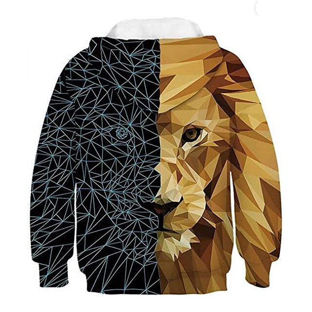 Baby & Kids Boys Clothing | Kids Boys Hoodie Long Sleeve 3D Print Lion Animal Pocket Black Children Tops Fall Spring Active Fash