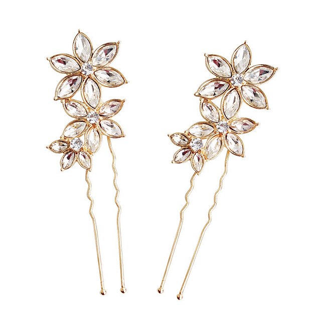 Shoes & Bags Fashion Accessories | 2pcs Womens Hair Sticks Hairpin For Wedding Party Evening Gift Date Flower Classic Rhinestone