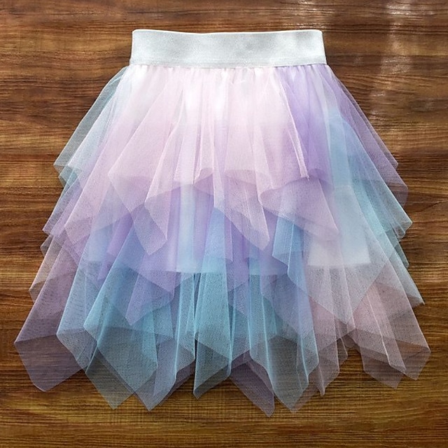  女の子 3D カラーブロック スカート 夏 かわいいスタイル スパンデックス 子供 2〜12年 アウトドア カジュアル レギュラー
