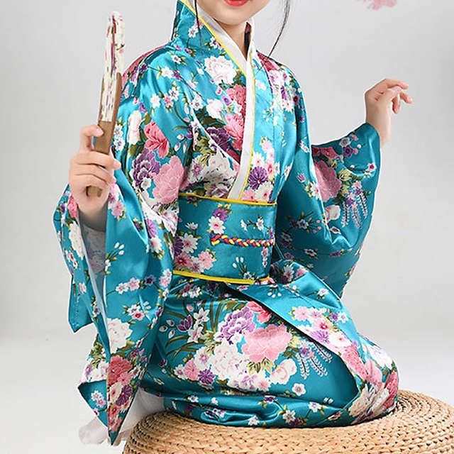  Chica Yukata Túnica Kimono japonés tradicional Mascarada Niños Abrigo de kimono Fiesta