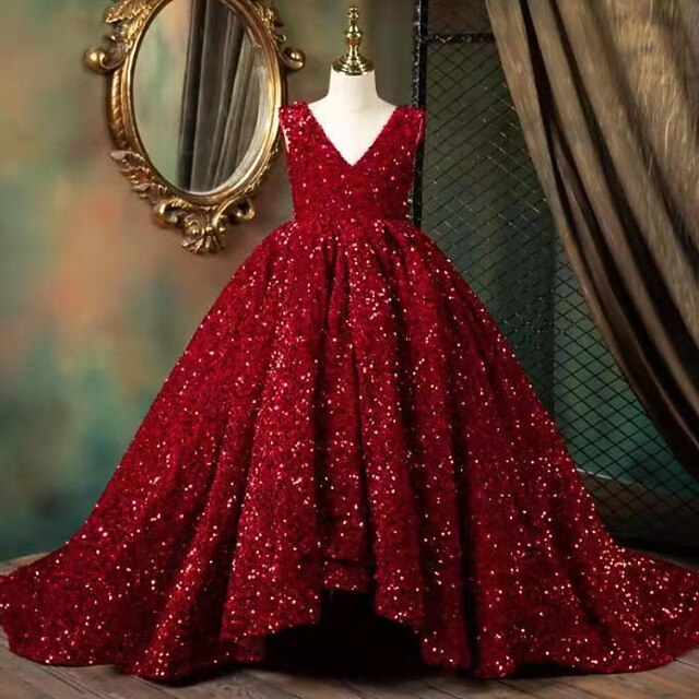 Girls' 3D Solid Colored Flower Girl Dress Dress Sleeveless Summer Spring Wedding Party Cute Princess Kids 3-10 Years A Line Dress Asymmetrical Regular Fit2