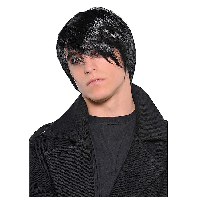 Emo Wigs Black Emo Wig for Men Synthetic Wigs with Bangs Short Black ...