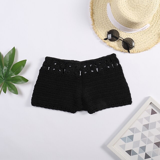 Womens Clothing Womens Bottoms | Womens Fashion Crochet Shorts Cheeky Shorts Cut Out Crochet Short Pants Holiday Beach Micro-ela