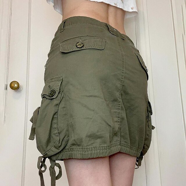 Womens Clothing Womens Bottoms | Womens Fashion Cargo Skirts Sports Outdoor Casual / Daily Cotton Solid Colored Pocket Army Gree