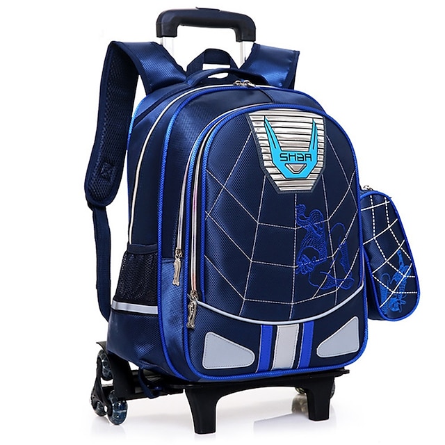  mochila escolar mochila Mochila con ruedas Dibujos kawaii para Estudiante Niños Niñas con rueda rodante duradera Resistente al Agua Transpirable Nailon Bolsa para la escuela Mochila Cartera 21.1