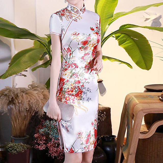 Toys & Hobbies Cosplay & Costumes | Adults Womens Gothic Chinese Traditional Dress Cheongsam For Party Polyester Flower / Floral