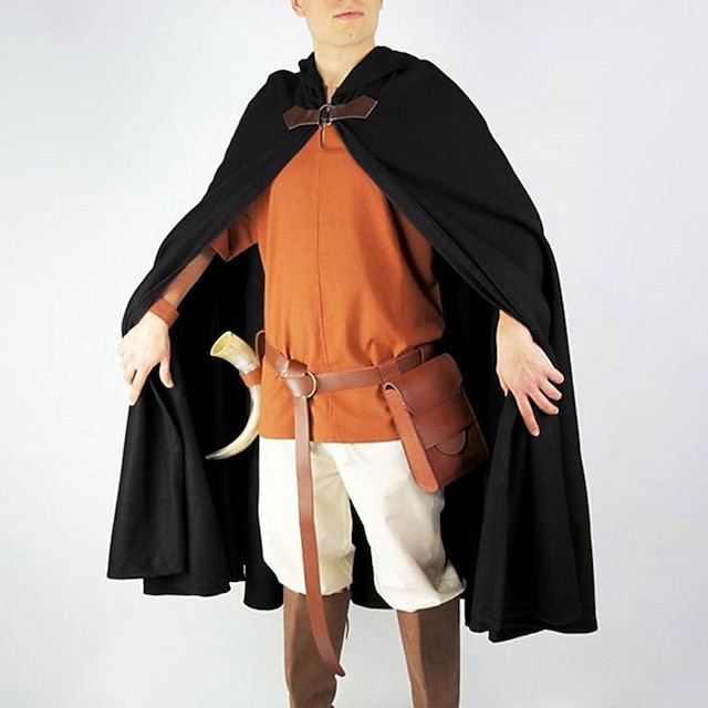 Rétro Vintage Médiéval 17ème siècle Cap Cape Ren Faire Chevalier Viking Étranger Tir à l'arc Homme Celtique Viking Fantaisie Mascarade Fête / Soirée Adultes Cape