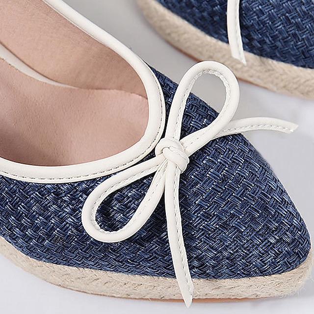 Shoes & Bags Womens Shoes | Womens Heels Espadrilles Bowknot Wedge Heel Closed Toe Elegant Casual Daily Office PU Leather Loafer