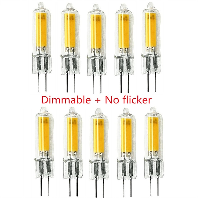  10 peças regulável sem cintilação de vidro led g4 cob bulbo 3w ac/dc12v lâmpada led lâmpada de cristal lampada lampara bombilla ampola