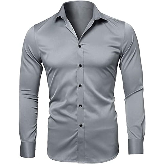 Mens Clothing Mens Shirts | Mens Shirt Solid Color Turndown Party Daily Button-Down Long Sleeve Tops Casual Fashion Comfortable 