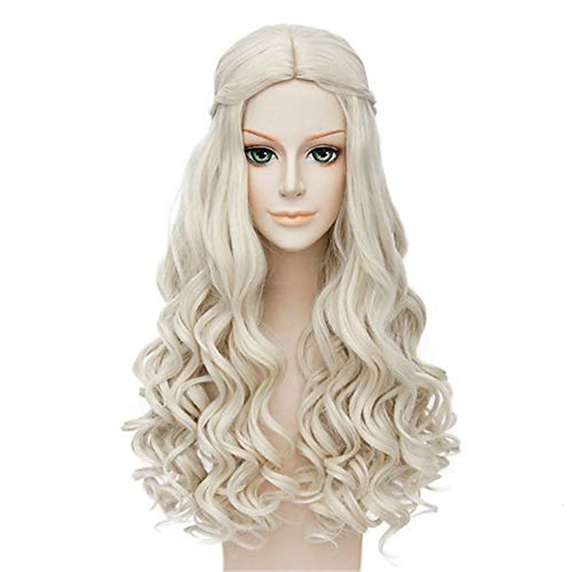  cosplay alice în țara minunilor 2 oglindă în regina albă peruci peruci din păr sintetic peruci lungi și ondulate