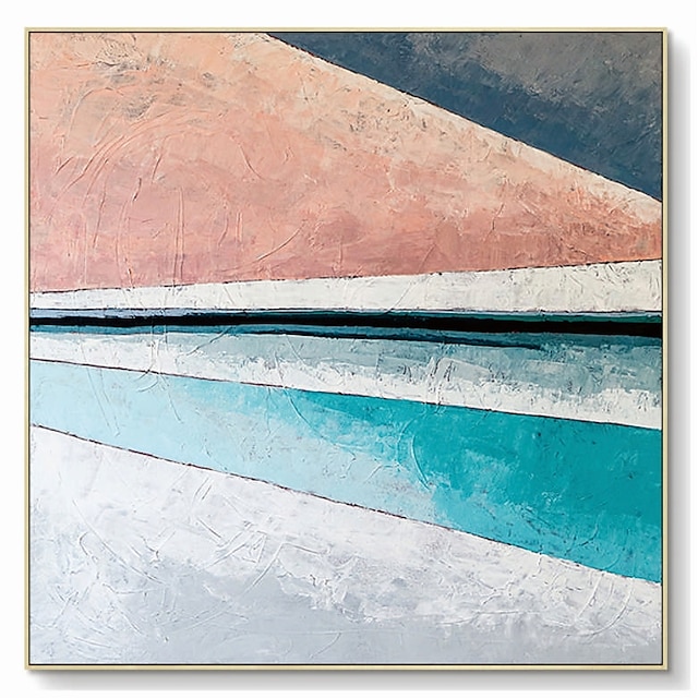  håndlavet håndmalet oliemaleri vægkunst pink blå moderne abstrakte malerier dekoration boligdekoration indretning lærred maleri til stuen