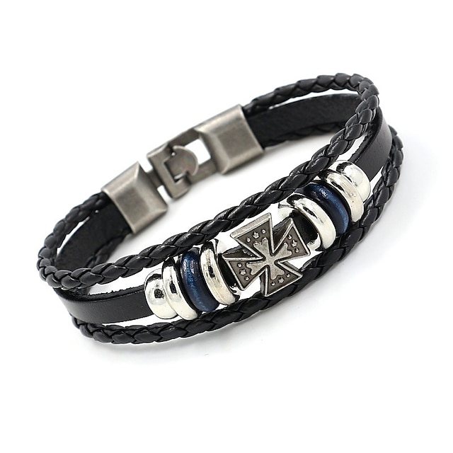 Shoes & Bags Fashion Accessories | Mens Bracelet Classic Lucky Personalized Simple Fashion Trendy Rock Leather Bracelet Jewelry 