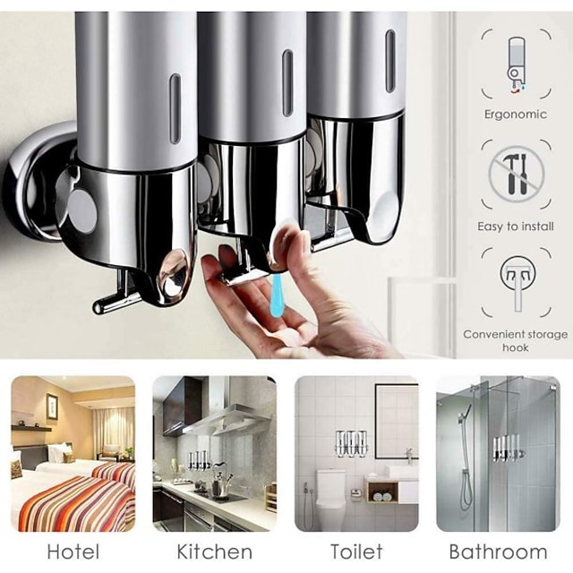 3 in1 Wall Mounted Shower Dispenser Bathroom Shower Pump Dispenser for