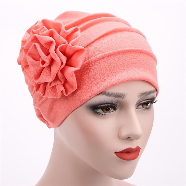 Shoes & Bags Fashion Accessories | Womens Hats Spring Summer Plain Color Floral Beanie Hat Muslim Stretch Turban Hat Cap Hair Lo