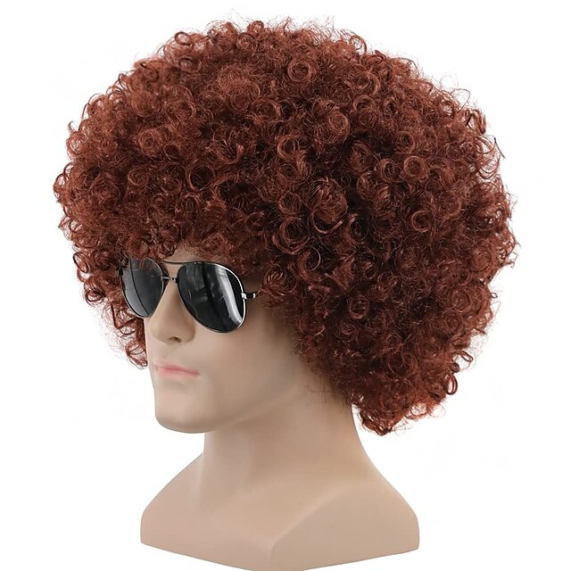 Beauty & Hair Wigs & Hair Pieces | Short Black Fluffy Disco Afro Wigs Synthetic Cosplay Fancy Funny Wigs for Unisex Men Women Wi