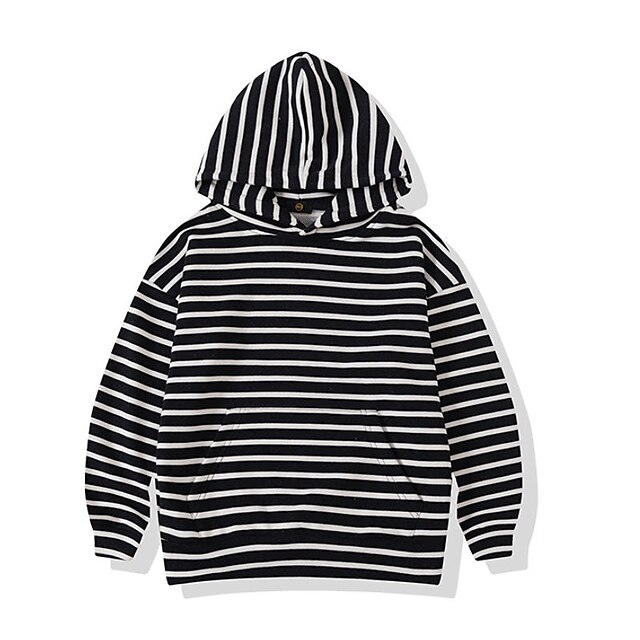 Baby & Kids Boys Clothing | Kids Boys Sweatshirt Long Sleeve Stripe Black Blue Children Tops Fall Spring Active Daily School Dai