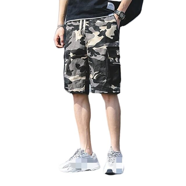 Mens Clothing Mens Bottoms | Mens Casual Fashion Chinos Shorts Knee Length Pants Going out Beach Micro-elastic Camouflage Letter