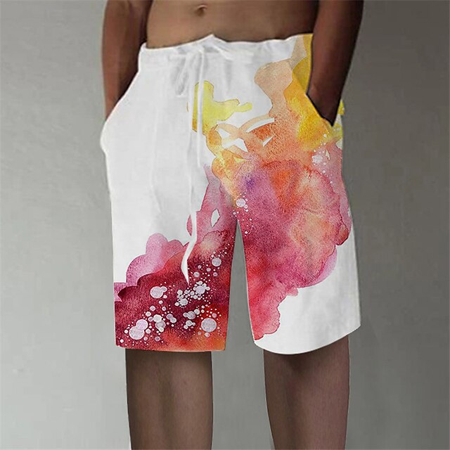 Mens Clothing Mens Bottoms | Mens Designer Streetwear Shorts Beach Shorts 3D Print Drawstring Elastic Waist Short Pants Casual D