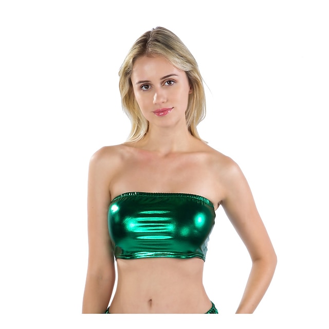  Metallic Sexy 1980s Shiny Latex Patent Tube Top PU Leather Women's Masquerade Party Pride Parade Pride Month Corset