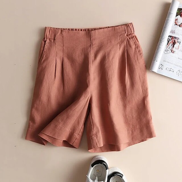 Womens Clothing Womens Bottoms | Womens Fashion Shorts Side Pockets Short Pants Casual Weekend Inelastic Plain Comfort Mid Waist