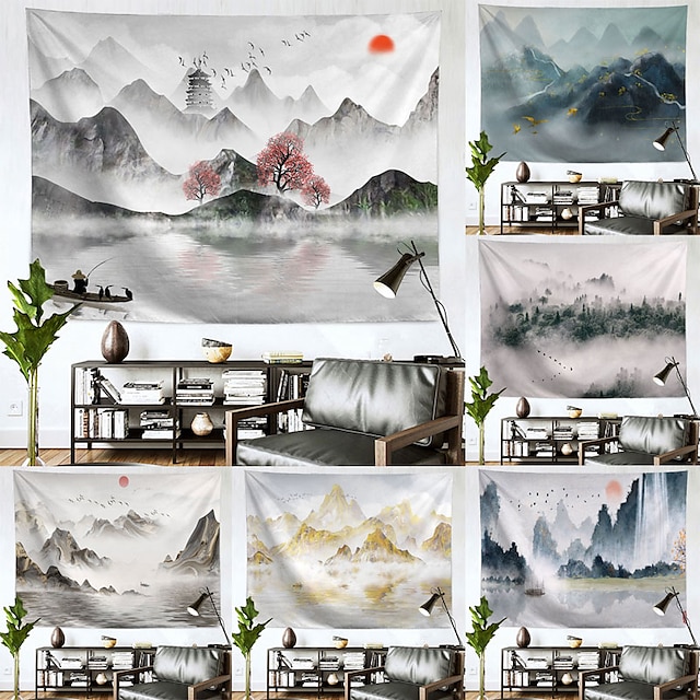  Chinese Style Large Wall Tapestry Art Decor Blanket Curtain Hanging Home Bedroom Living Room Decoration Polyester