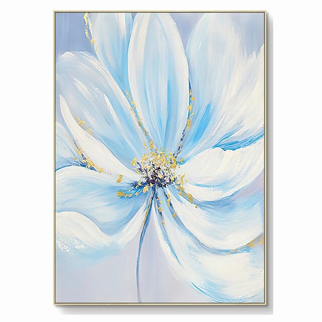 Handmade Hand Painted Oil Painting Wall Art Abstract Large Blue Flower
