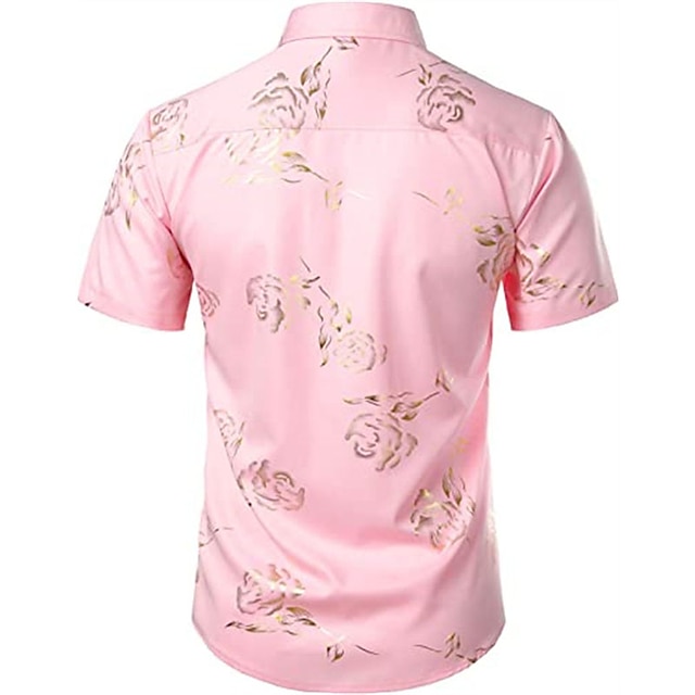 Mens Clothing Mens Shirts | Mens Shirt Floral Turndown Party Daily Button-Down Short Sleeve Tops Casual Fashion Comfortable Whit