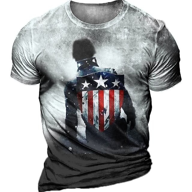 Mens Clothing Mens Tees & Tank Tops | Mens Unisex T shirt Tee 3D Print Graphic Prints Human National Flag Crew Neck Street Daily