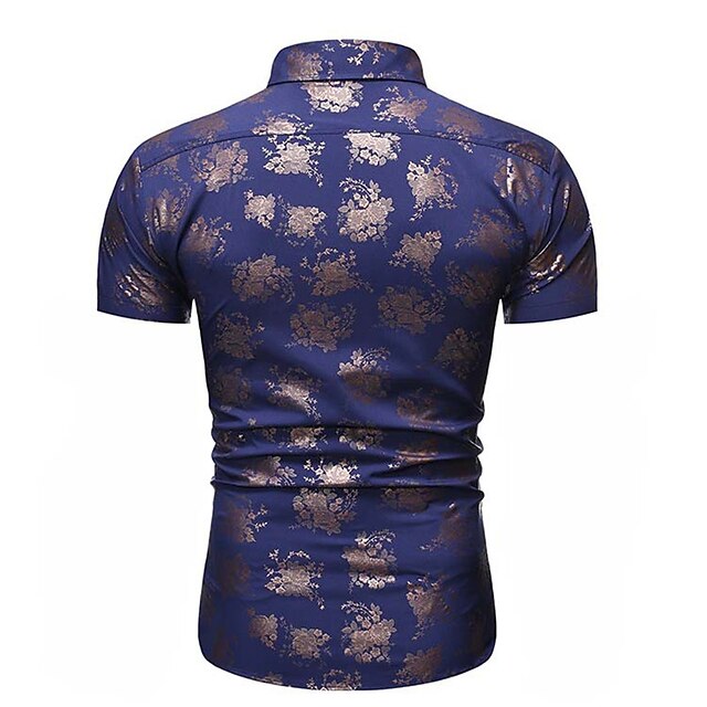 Mens Clothing Mens Shirts | Mens Shirt Graphic Patterned Turndown Street Casual Button-Down Bronzing Short Sleeve Tops Business 