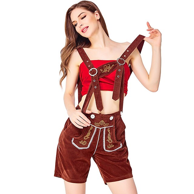 Toys & Hobbies Cosplay & Costumes | Oktoberfest Beer International Beer Festival Lederhosen Womens Shorts Bavarian Costume Black